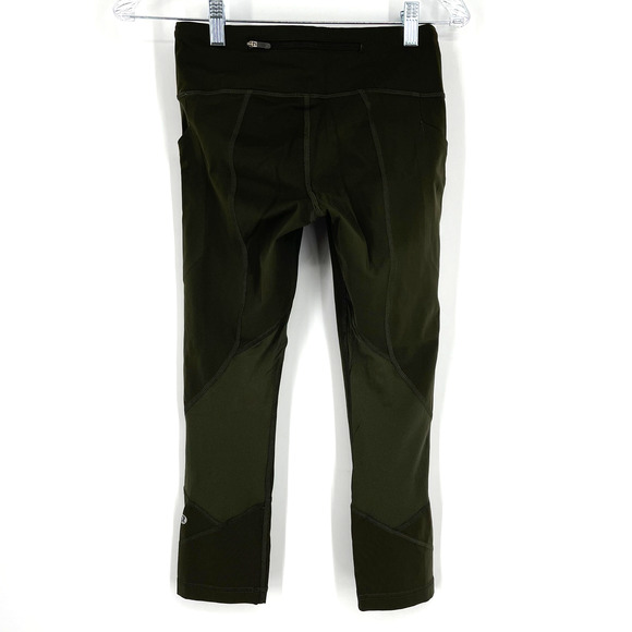 Lululemon Pace Rival High Rise Crop 22" Leggings Dark Olive Size 4 - Picture 2 of 7